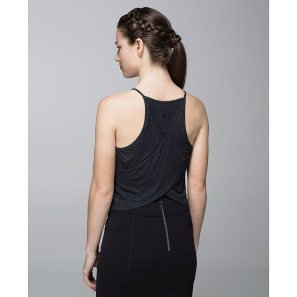Lululemon High Neck Cross Back Sleeveless Crop Top Gray 4 NWOT - Picture 2 of 13